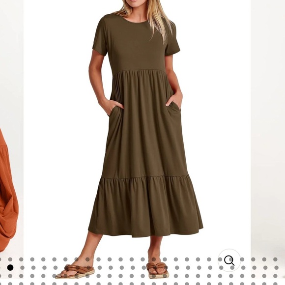 anrabess Dresses & Skirts - Anrabess crew neck flowy tiered maxi beach dress coffee brown large jersey knit
